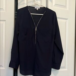 Calvin Klein dark Navy Chafan Long Sleeve Blouse